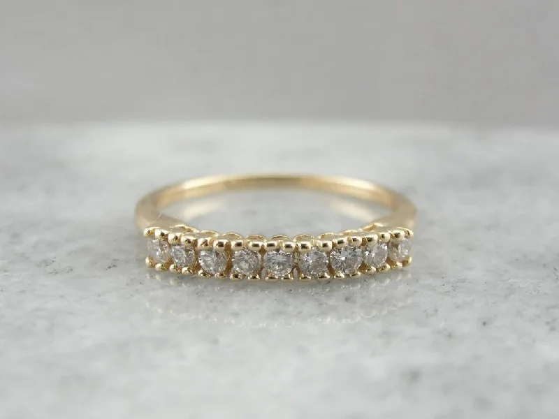 cubic zirconia engagement rings -Tall, High Set Diamond Band in Yellow Gold