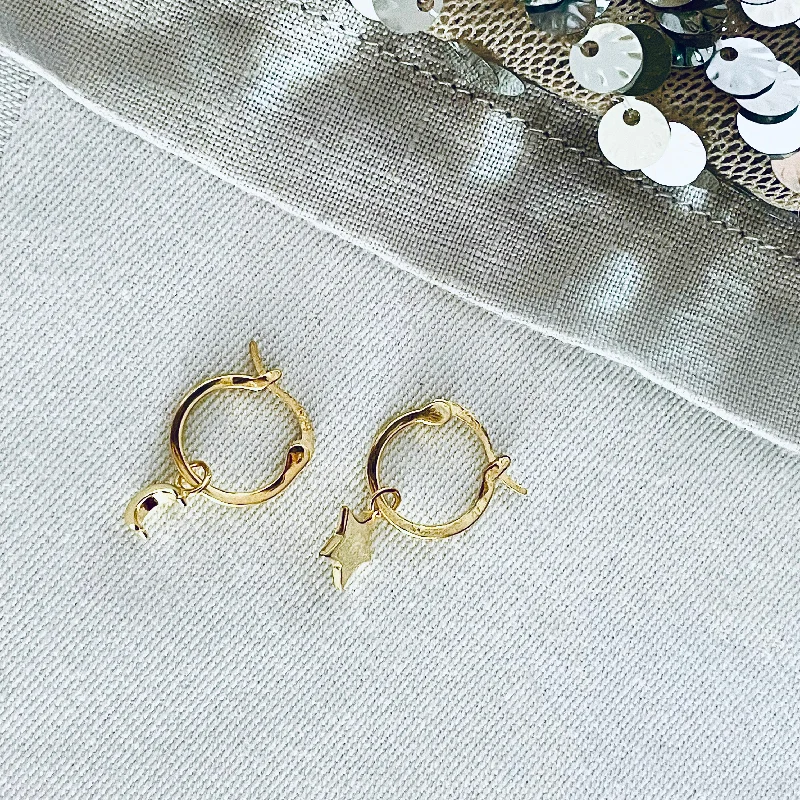 personalized earrings for women -Mini hoop star & moon earrings *NEW*