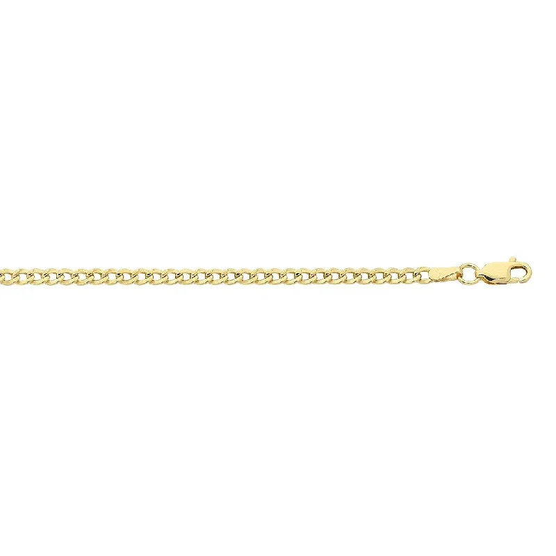 handcrafted necklaces for women -10ct Yellow Gold Bevel Curb Chain Necklace 45cm