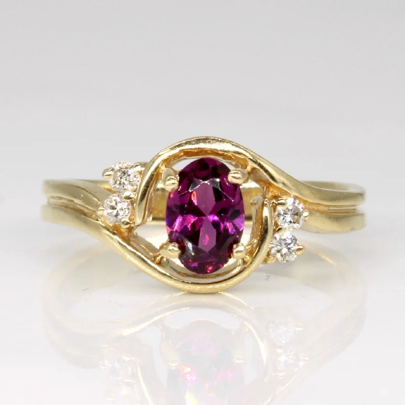 Garnet & Diamond 10k Cocktail Ring | 0.52ct, 0.08ctw | SZ 5.75 |