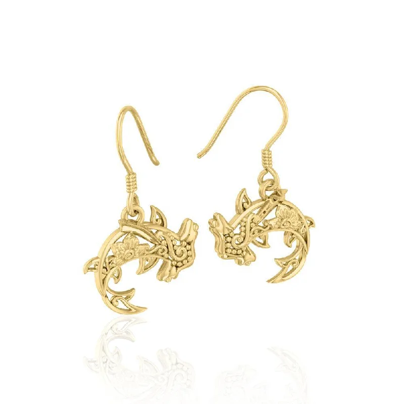 geometric stud earrings for women -Hammerhead Shark Filigree Earrings in 14k Gold GER1713