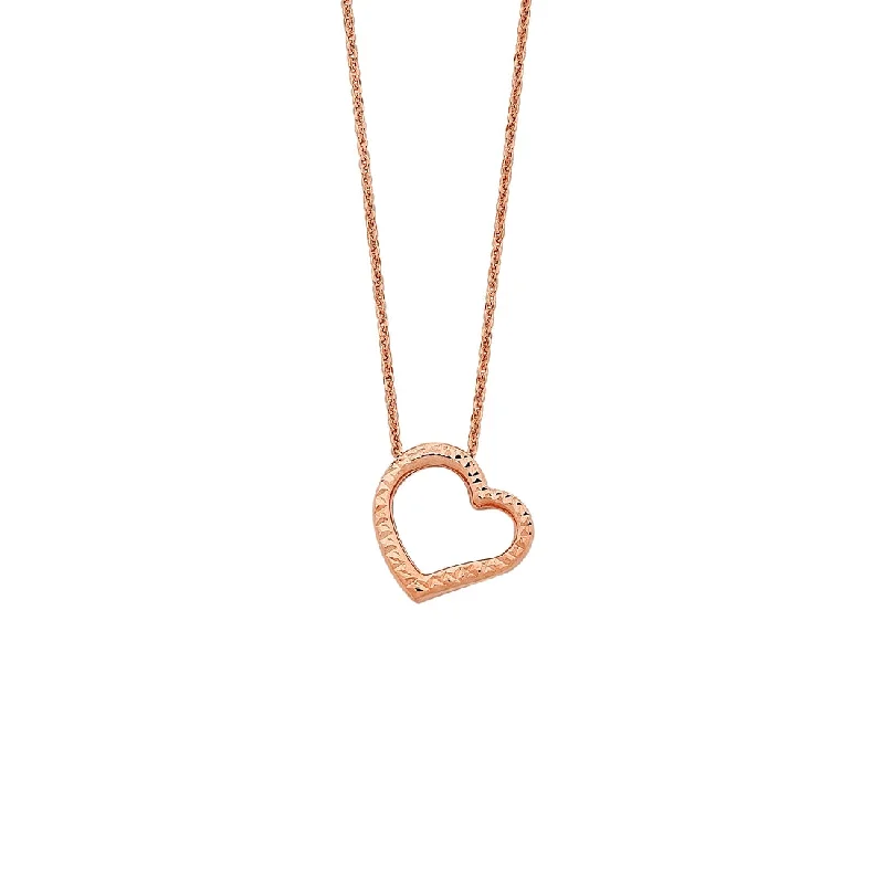 geometric necklaces for women -9ct Rose Gold Silver Infused Open Floating Heart Necklace