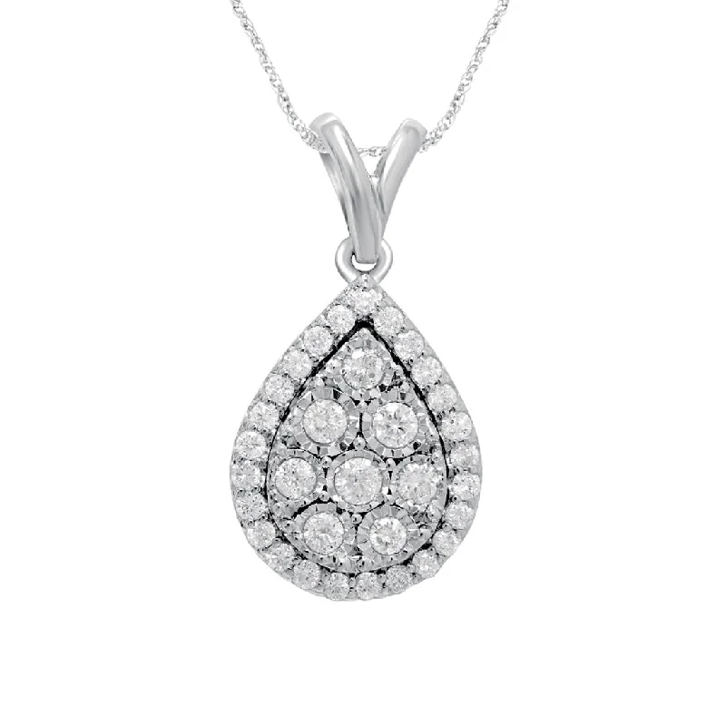 bridal necklaces for women -9ct White Gold 1.50ct Diamond Pear Necklace