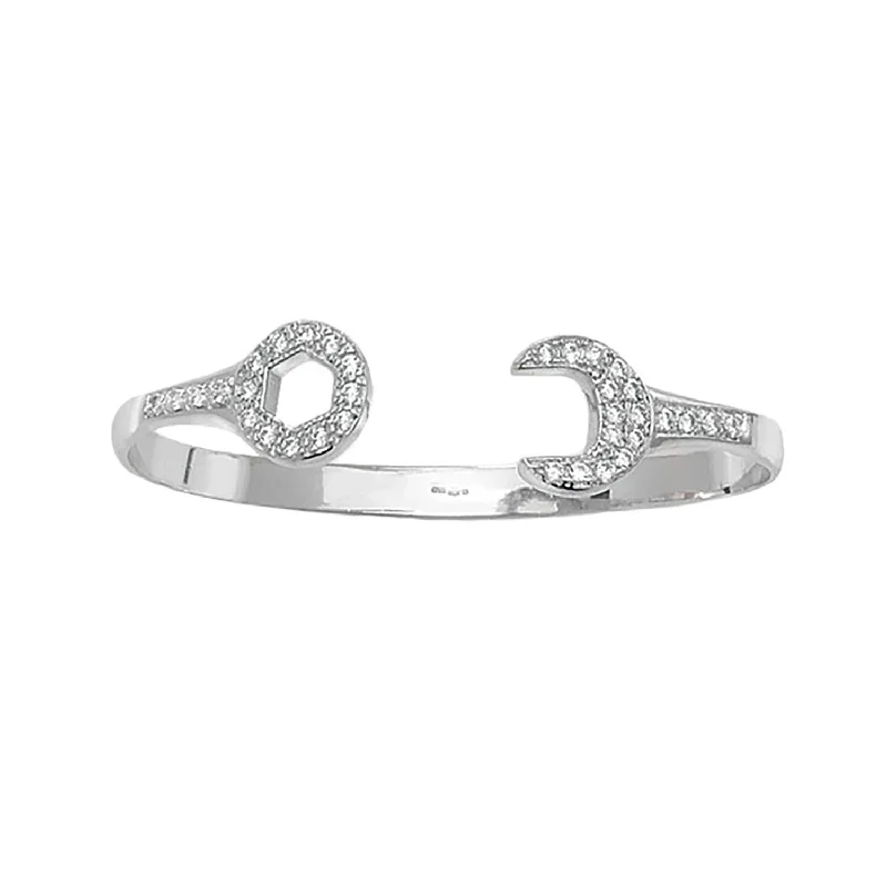 women’s leather bracelets -9K White Gold Children's Cubic Zirconia Spanner Bangle