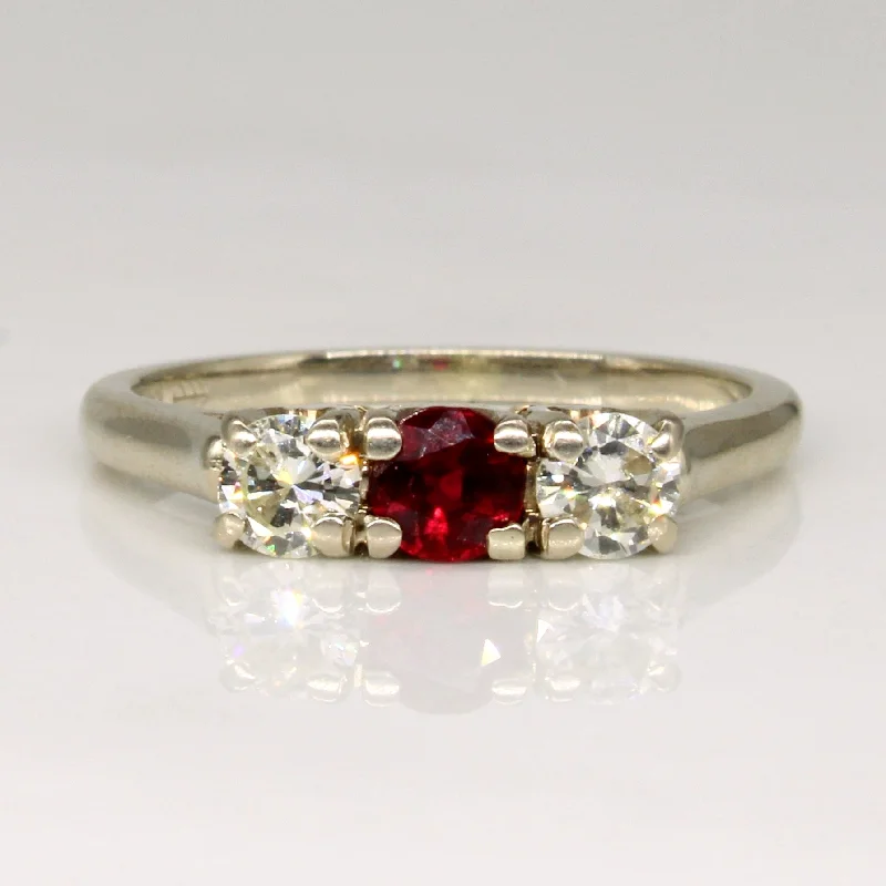 Diamond & Ruby Three Stone 14k Ring | 0.33ctw, 0.22ct | SZ 5.25 |