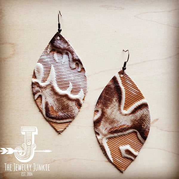 luxury earrings for women -Leather Oval Earrings in Sienna Laredo