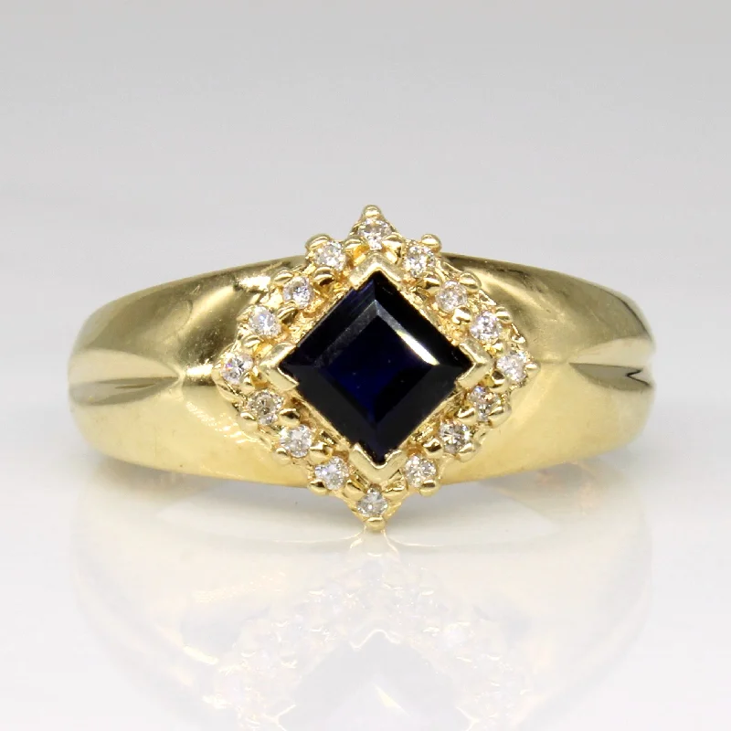 Sapphire & Diamond Halo Set Ring | 0.60ct, 0.08ctw | SZ 6.75 |