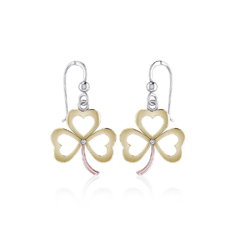 rose gold earrings for women -Shamrock Three Tone Earrings OTE868