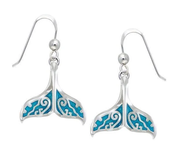 crystal earrings for women -Whale Tail with Enamel Sterling Silver Earring TER1653