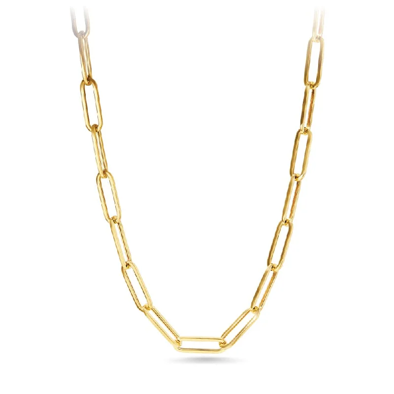 romantic necklaces for women -9ct Yellow Gold Silver Infused Oval Link Necklace Chain