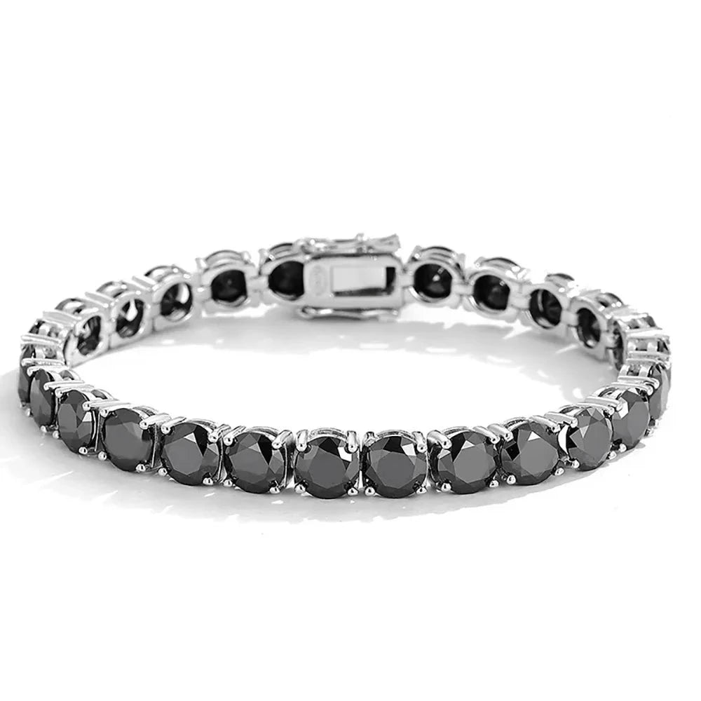 elegant bracelets for women -Round Black Full Diamond Tennis Bracelet