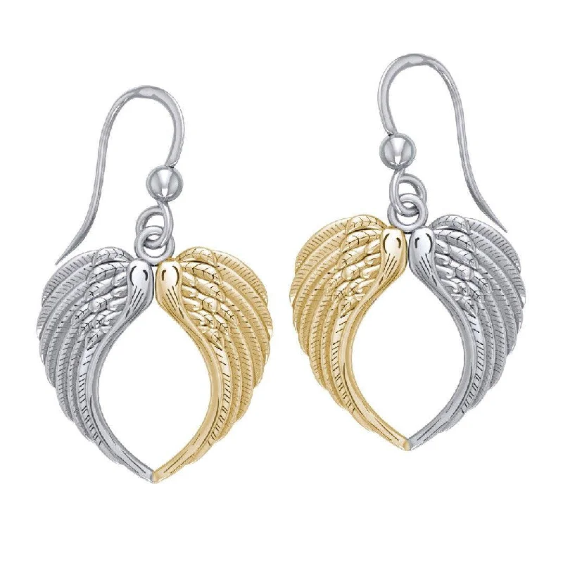 women’s silver drop earrings -Feel the Tranquil in Angel’s Wings ~ Silver and Gold Jewelry Earrings MER1671