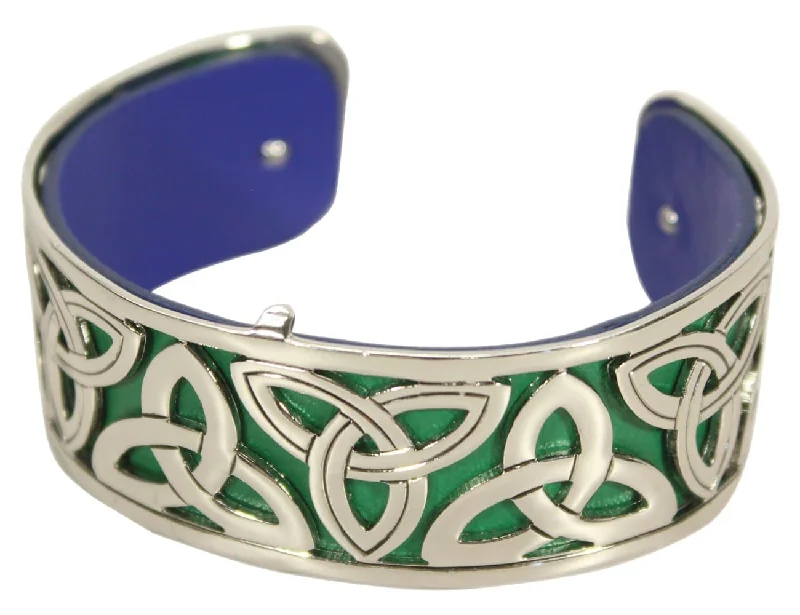 handmade bracelets for women -Irish Trinity Knot Leather Bracelet: Colorful and Fashionable