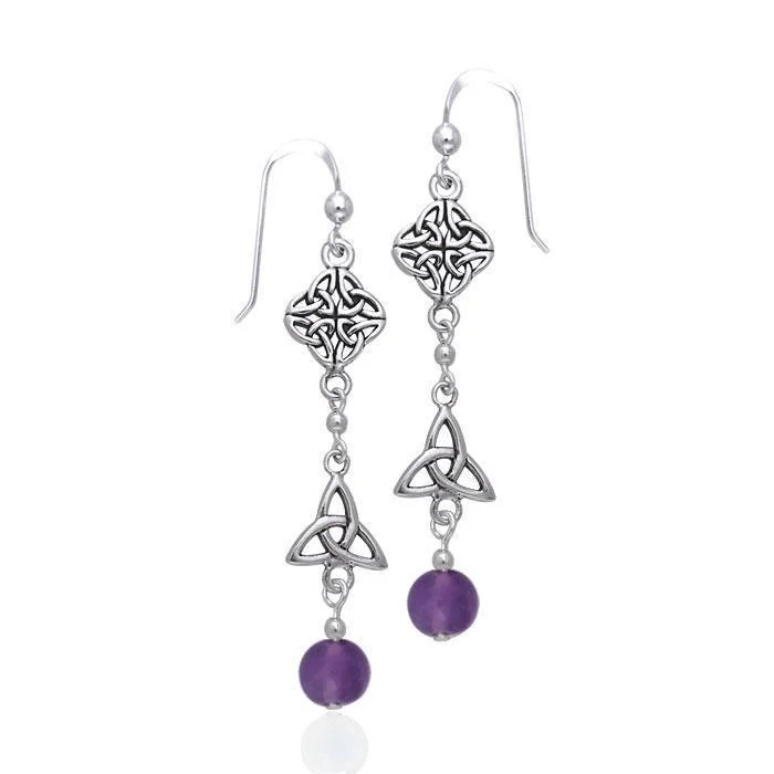 classic earrings for women -Celtic Knotwork Silver Earrings TER154