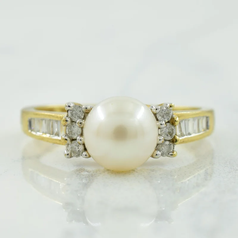 Pearl & Diamond Ring | 2.50ct, 0.24ctw | SZ 7 |