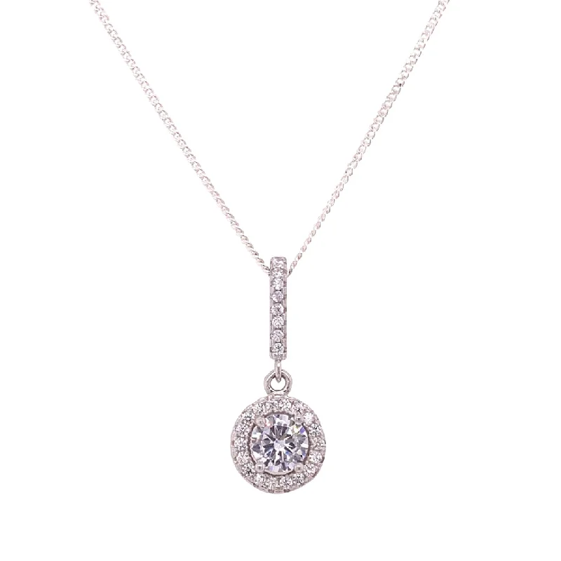 unique charm necklaces for women -Sterling Silver Cubic Zirconia Bale Necklace