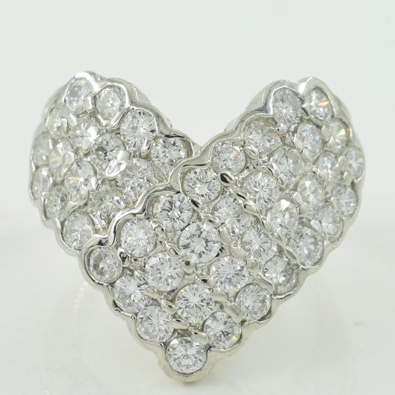 Cluster Set Diamond Heart Shaped Ring | 3.00ctw | SZ 8 |