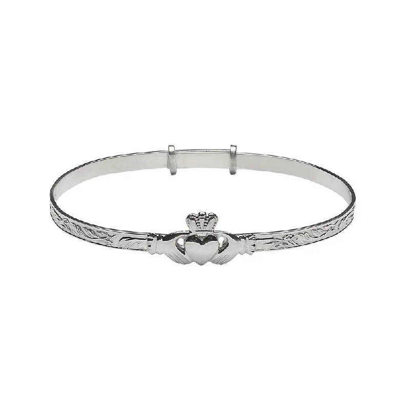 women’s friendship bangles -Claddagh Bangle Sterling Silver Large Made by Our Maker-Partner in Co. Dublin