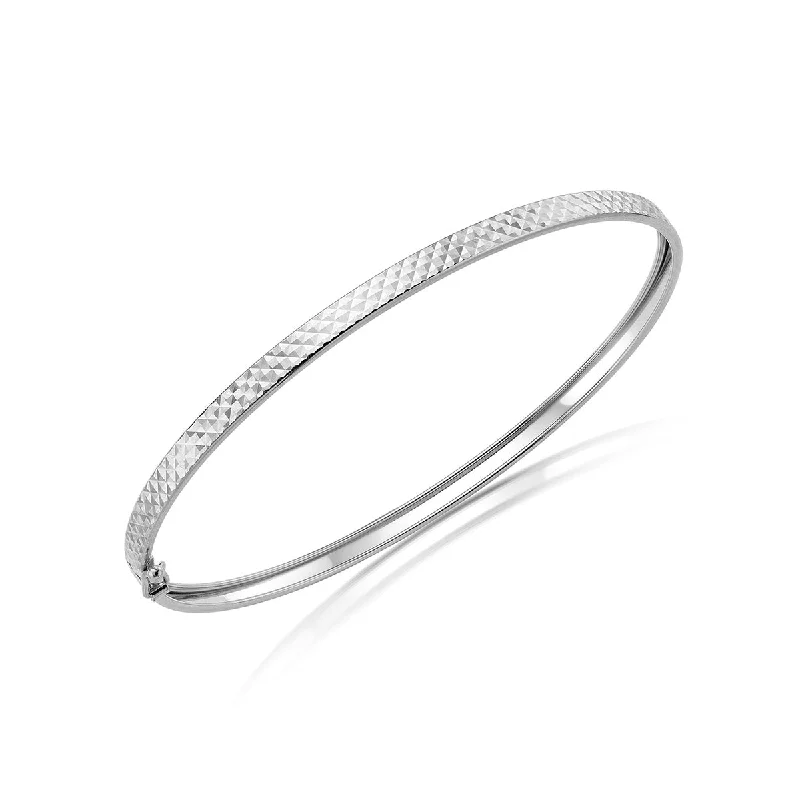 women’s chunky bracelets -9K White Gold DC Flat Tube Bangle