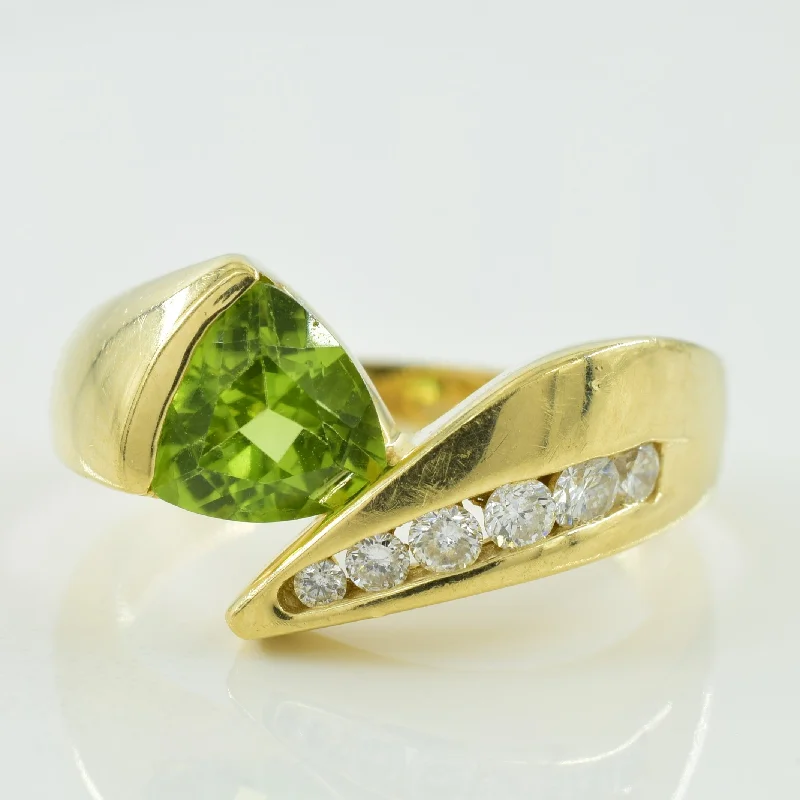 Peridot & Diamond Bypass Ring | 1.10ct, 0.18ctw | SZ 8.5 |