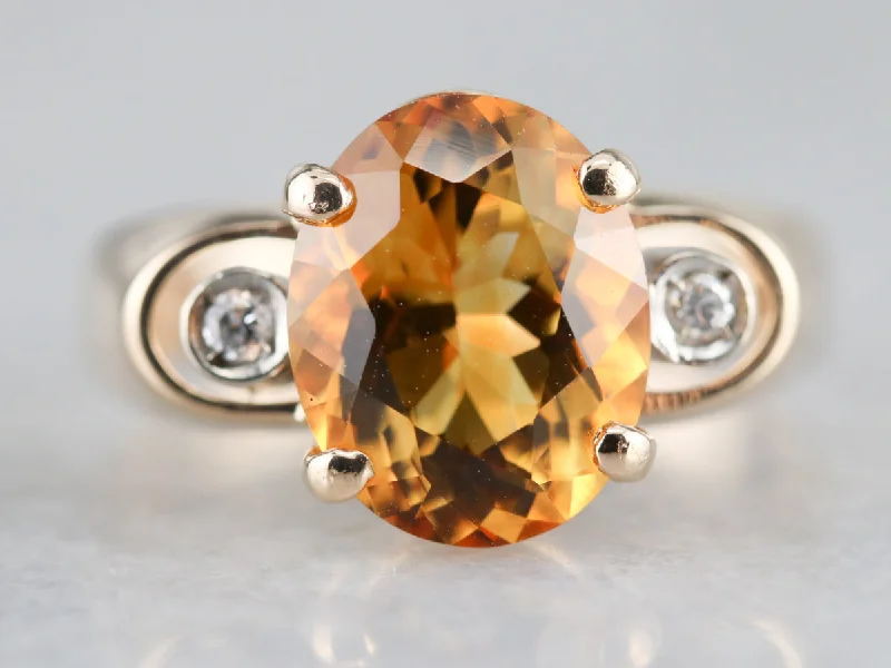 radiant cut engagement rings -Vintage Citrine and Diamond Ring