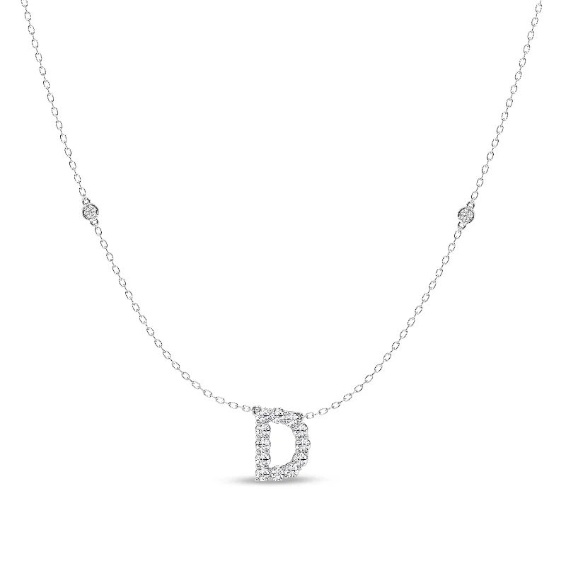 layered necklaces for women -Brilliant Claw Initial D Slider Necklace with 0.40ct of Laboratory Grown Diamonds in Mirage Sterling Silver and Platinum