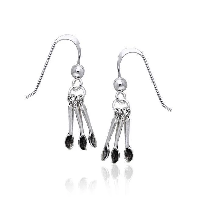 silver hoop earrings for women -Cafe Spoon Silver Earrings TE642