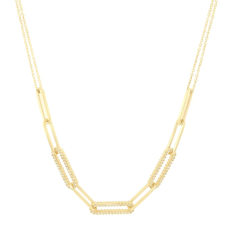 elegant gold necklaces for women -9ct Yellow Gold Links Necklace with Cubic Zirconias