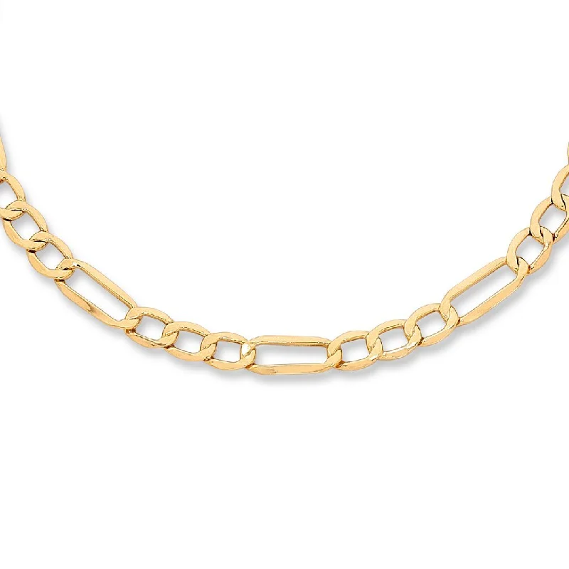 vintage necklaces for women -9ct Yellow Gold Silver Infused Figaro Necklace 45cm