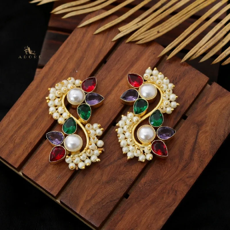 handmade earrings for women -Glossy Flora Clustered Pearl Earring