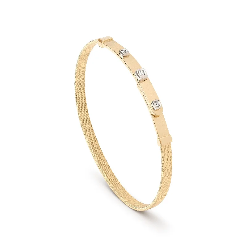 silver chain bracelets for women -18K Yellow Gold Coil and Diamond Bangle Bracelet