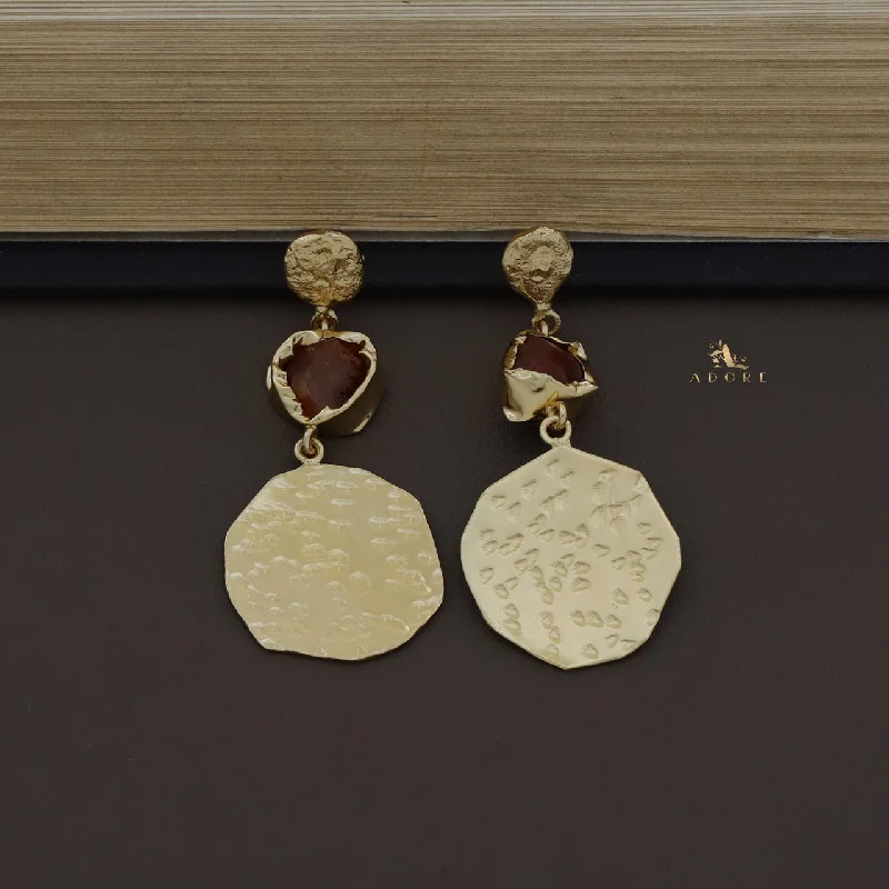 vintage-inspired earrings for women -Hammered Akiko Raw Stone Earring