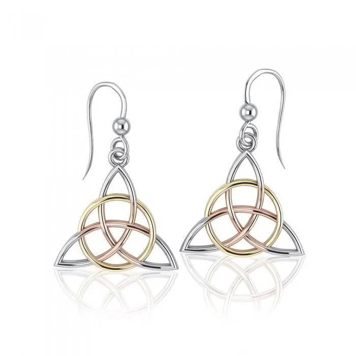 sparkling earrings for women -Triquetra Three Tone Earrings OTE2912