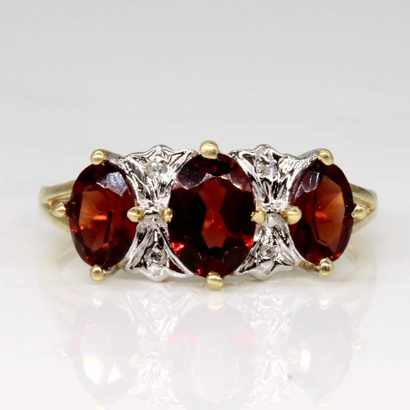 Garnet & Diamond Cocktail Ring | 1.65ctw, 0.02ctw | SZ 8 |