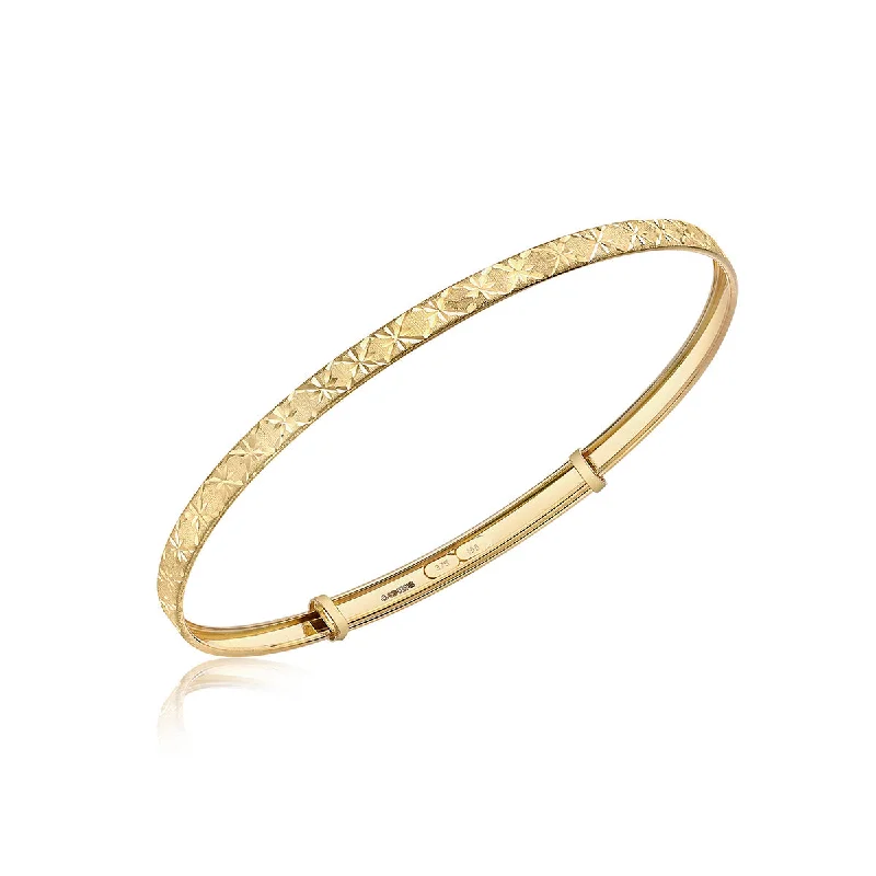 custom engraved bangles for women -18K Yellow Gold DC Star Flexible Expandable Bangle