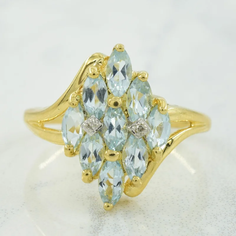 Blue Topaz & Diamond Bypass Ring | 1.00ctw, 0.01ctw | SZ 7.5 |