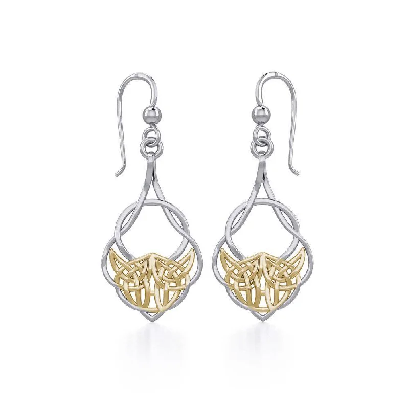 elegant gold earrings for women -Celtic Knot Silver with 14K Gold plated Earrings MER1901