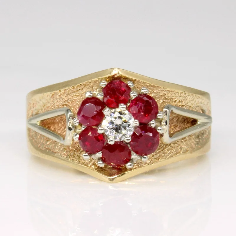 Ruby & Diamond Cocktail Ring | 0.50ctw, 0.10ct | SZ 5.5 |