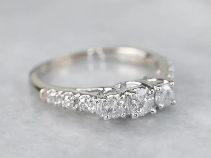 affordable diamond engagement rings -Modern Diamond Ring in White Gold