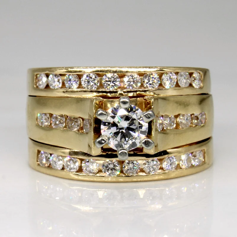 Diamond Fused Wedding Ring Set | 1.20ctw | SZ 8.75 |