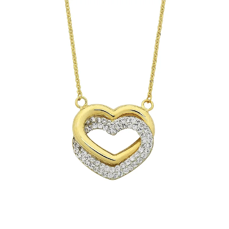 adjustable necklaces for women -9ct Yellow Gold Silver Infused Interlocked Hearts Necklace