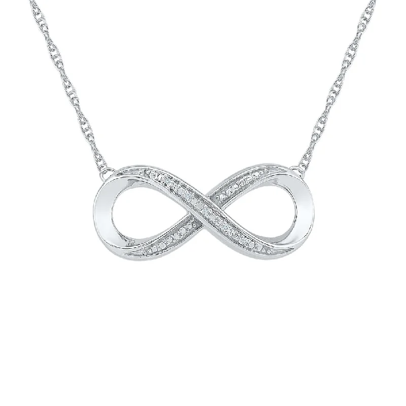 sapphire necklaces for women -Sterling Silver Diamond Set Infinity Necklace