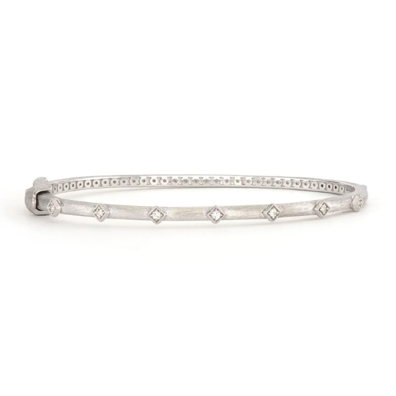 women’s mixed metal bracelets -Sterling Silver White Topaz Kite Bangle