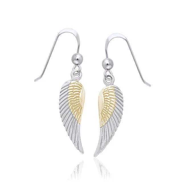 fashion-forward earrings for women -Angel Wing Silver and Gold Earrings MER927