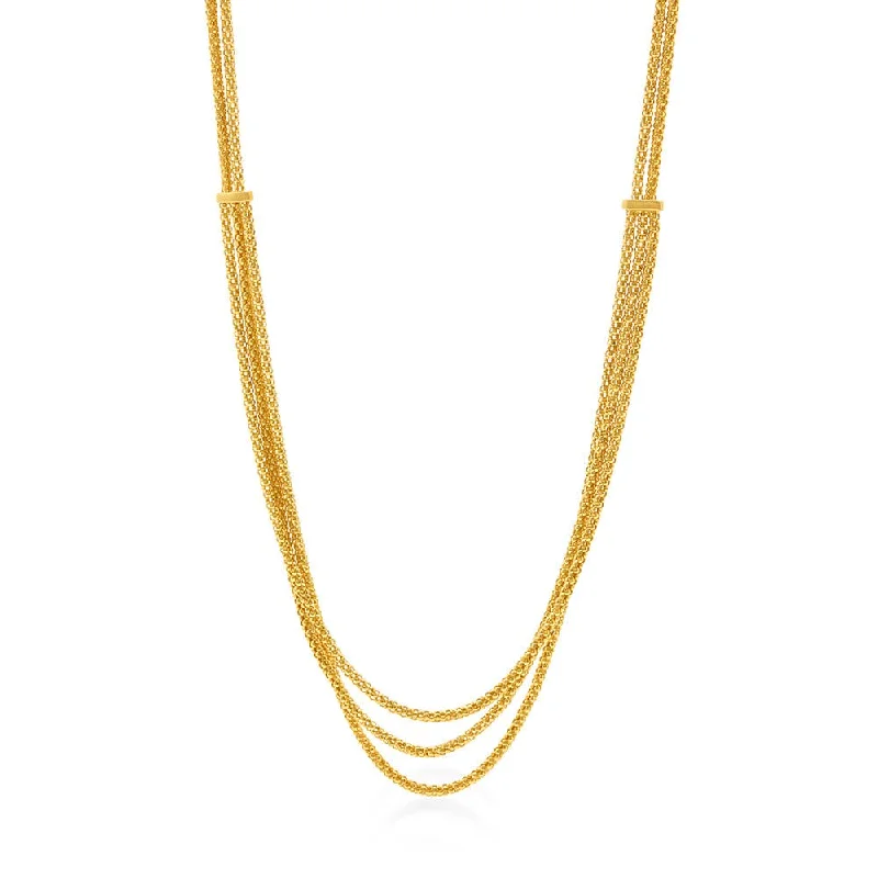 modern necklaces for women -Popcorn Multirow Chain Necklace 45cm in 9ct Yellow Gold