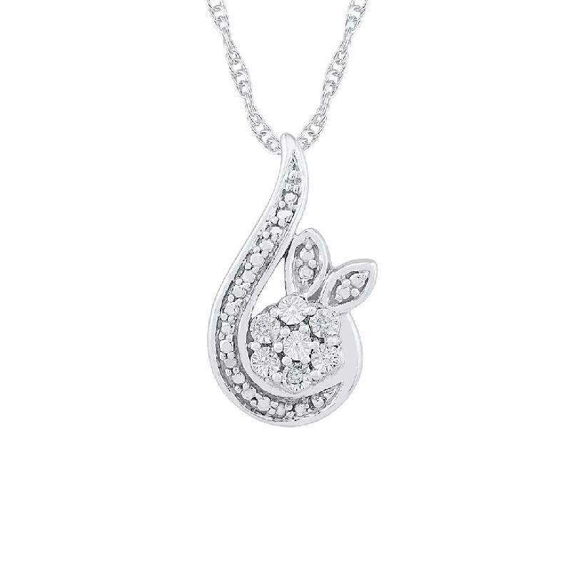 bridal shower necklaces for women -Sterling Silver Diamond Set Star Flame Necklace