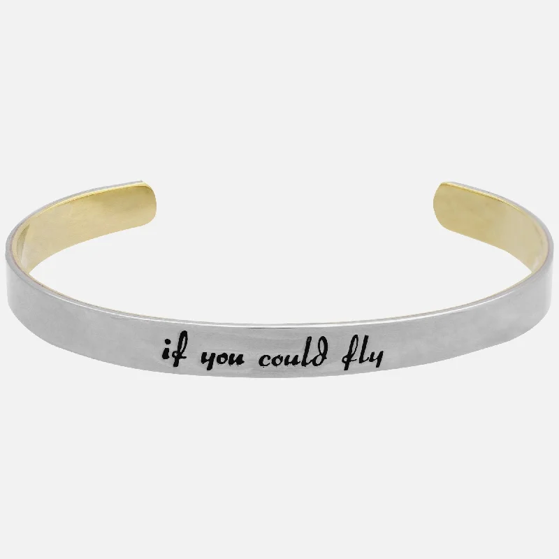 women’s friendship bangles -If You Could Fly Mixed Metals Cuff Bracelet