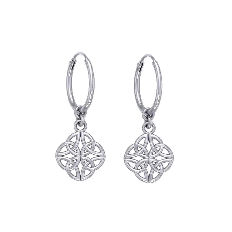 high-end earrings for women -Celtic Knotwork Silver Hoop Earrings TER2055