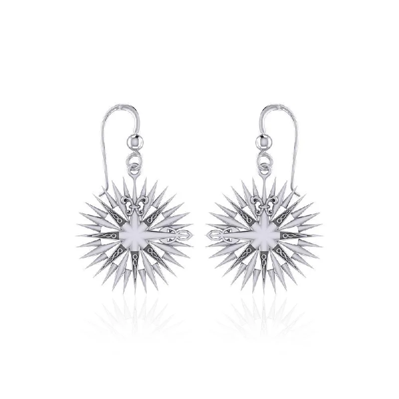 luxury diamond earrings for women -Wonderful Celtic Compass Rose Silver Earrings TER1765