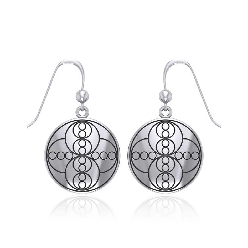 stud earrings for women -Mandala Energy Silver Earrings TER566